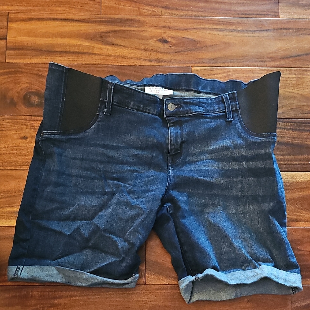 Dark Blue Denim Shorts Maternity